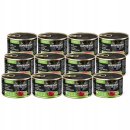 Mokra karma dla kotów Super Rafi 12x185g z dziczyzną i sercami z kurczaka