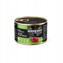Mokra karma dla kotów Super Rafi 12x185g z dziczyzną i sercami z kurczaka