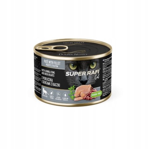 Mokra karma dla kotów Super Rafi 185g z perliczką i sercami z kaczki