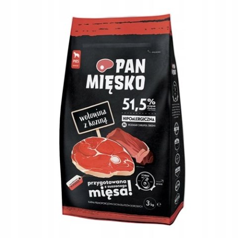 Pan Mięsko wołowina z koziną 3kg sucha karma M Pan Mięsko wołowina z koziną 3kg sucha karma M